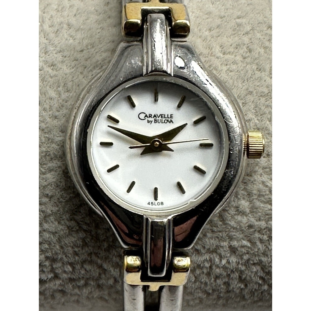 Caravelle By Bulova 45L08 Ladies Watch A2 2002 New Battery 20MM 7.5" Two Tone G2